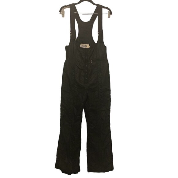 VINTAGE SWING WEST Overall Women's Size 12 Black Snow Bib Pants Winter Vintage - Picture 1 of 13